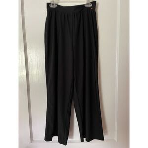Spanx‎ Solid Black Wide Leg Cropped Pants Stretchy Pull On Culottes Medium Lined